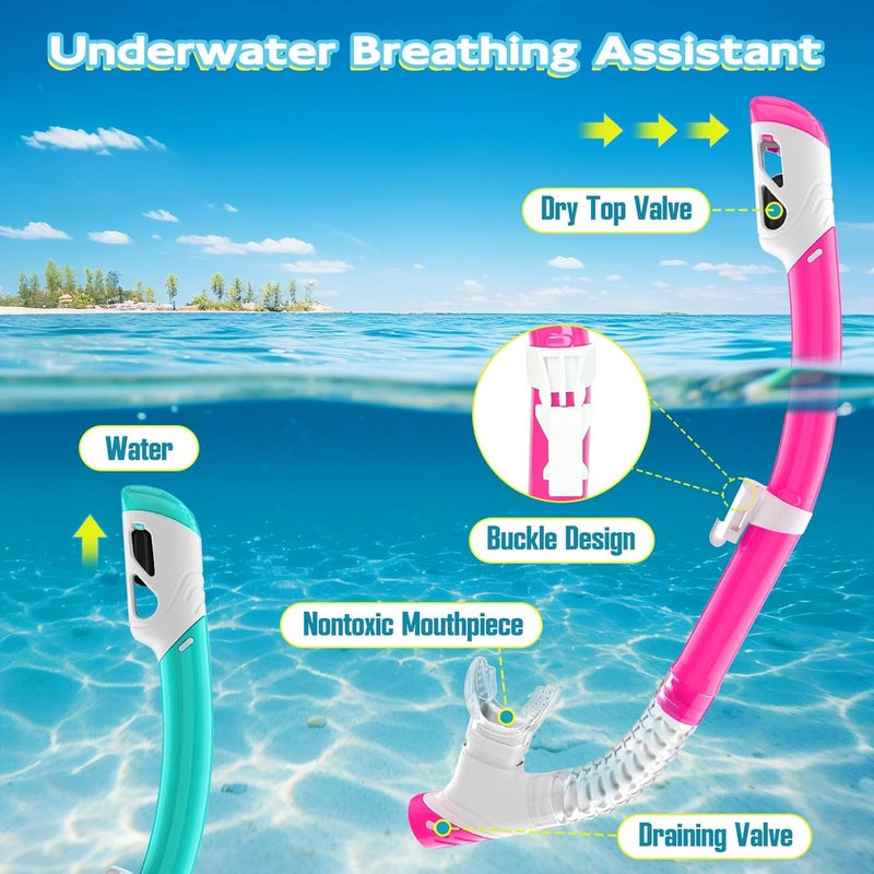 ZipAura Snorkeling Gear for Kids, Kids Snorkel Set for Ages 3-14, Anti-Fog Diving Mask and Dry Top Snorkel Combo Set, Unisex Swimming Goggles - Image 4